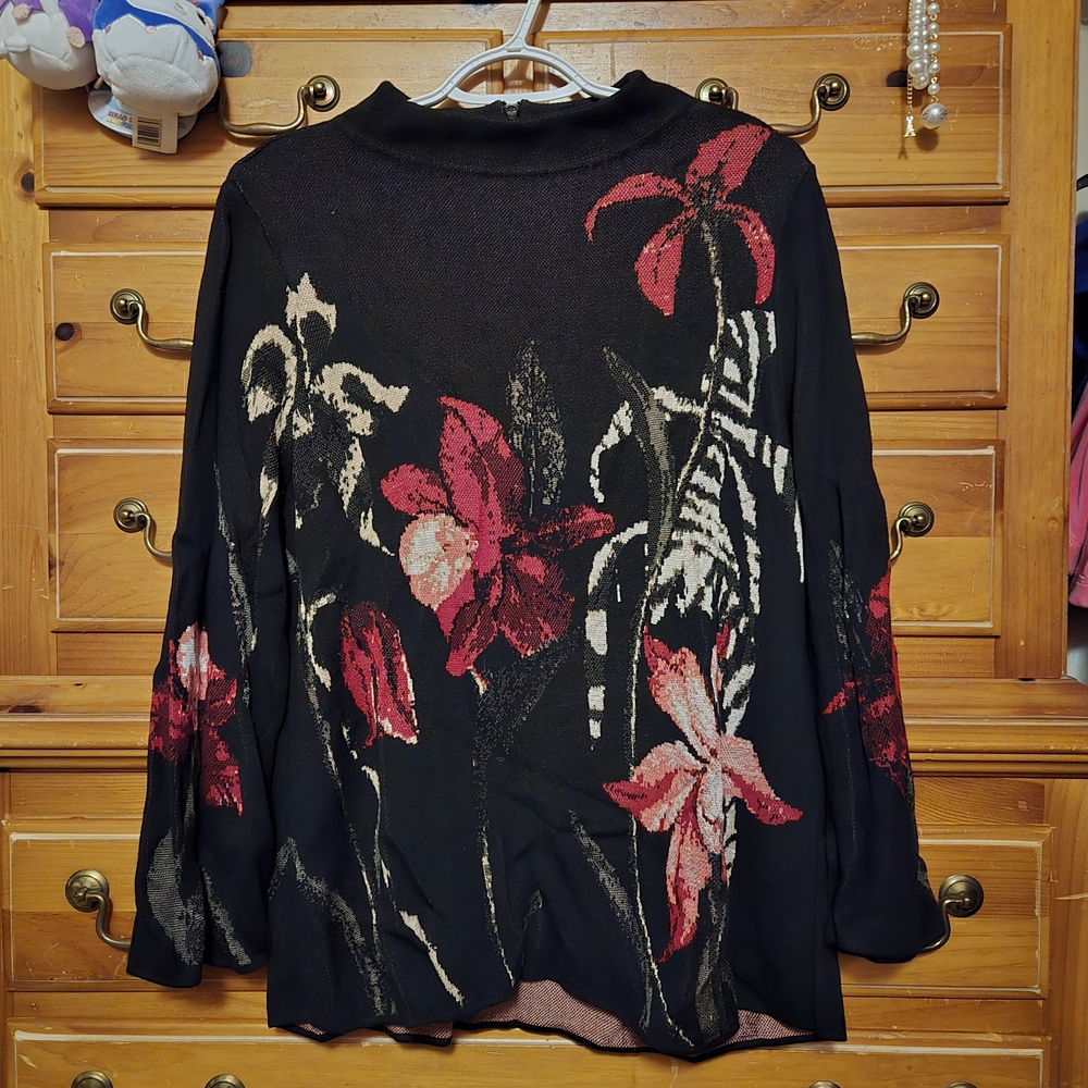 Chicos Floral Mock Neck Sweater